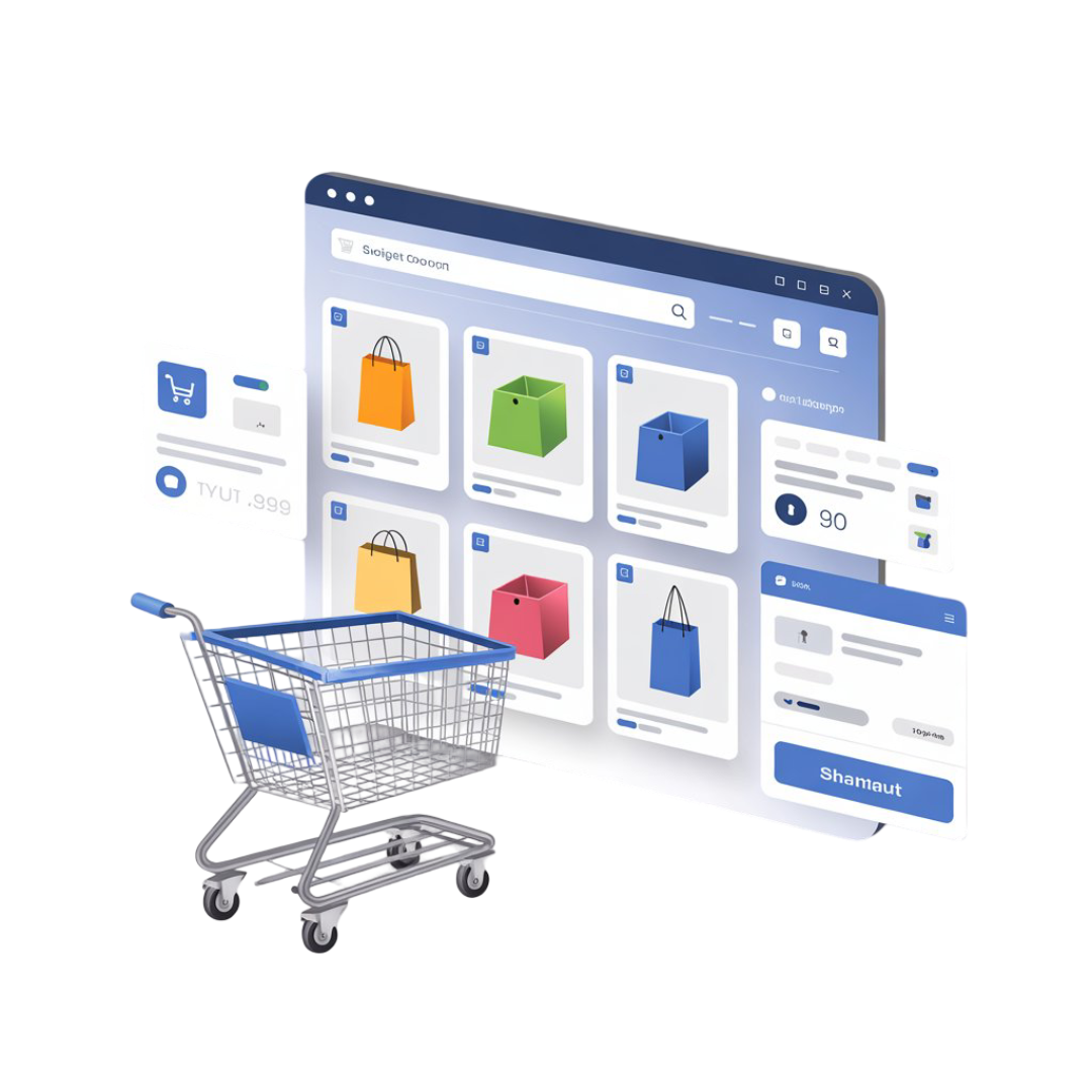 Modern AI-powered e-commerce development illustration